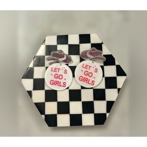 Let's Go Girls Earrings Cowboy Hat Cowgirl Western Fun PartyBridal Wedding